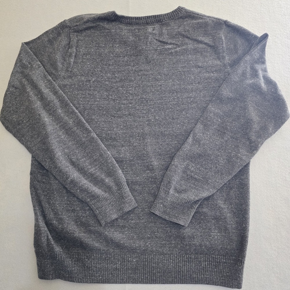 Sonoma Mens M Gray Sweater V-Neck Pullover Marled 100% Cotton Long Sleeve‎ - Picture 4 of 8
